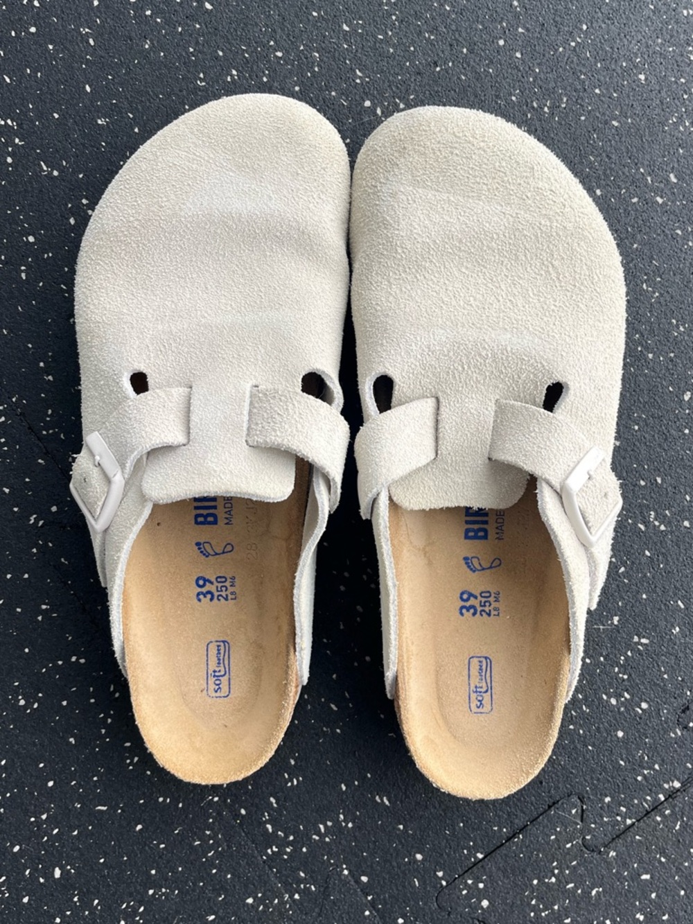 Birkenstock White Suede Boston Clog - Size US Women’s 8-8.5